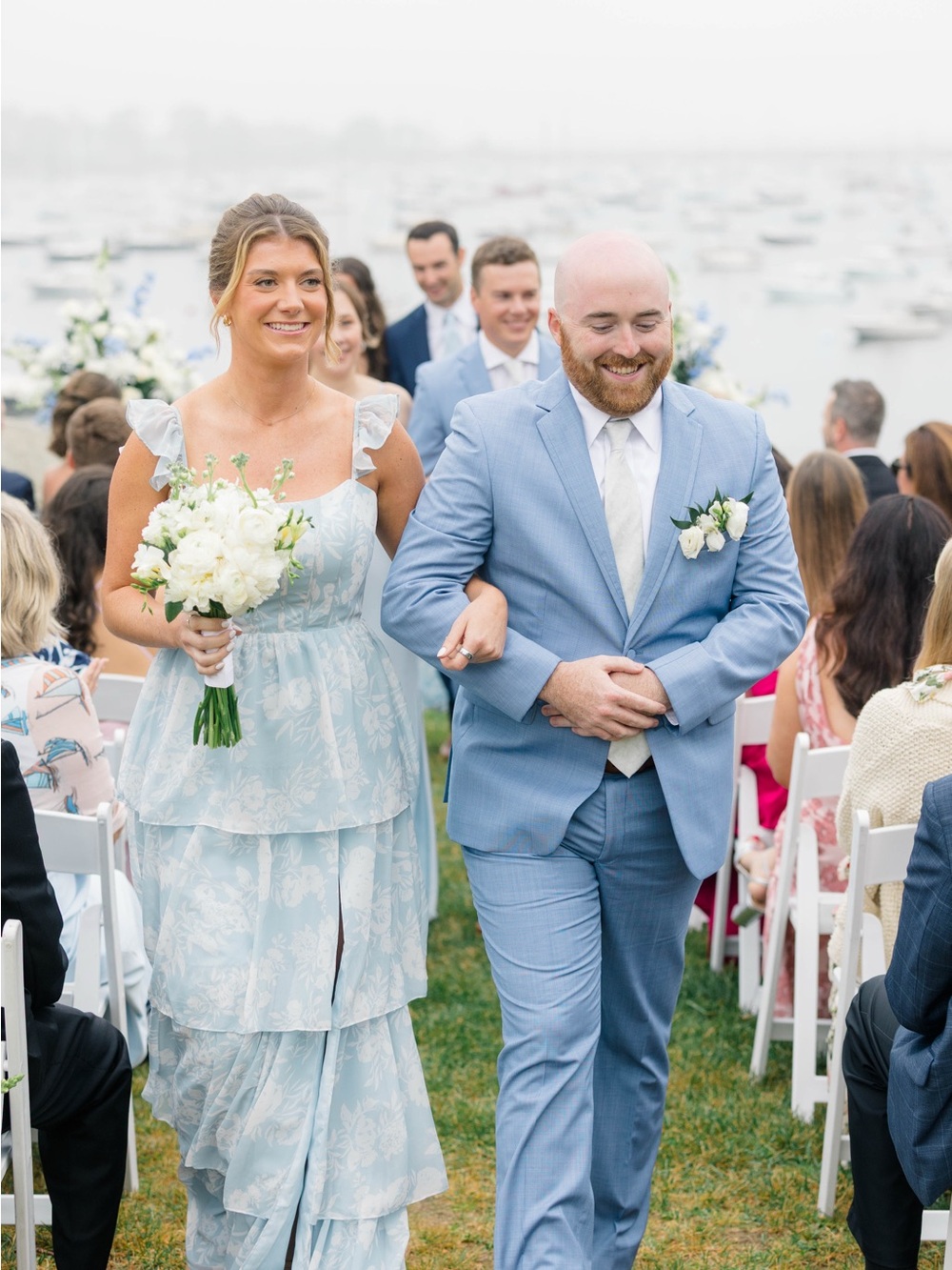 Revelry Blue and White Floral Tiered Dress